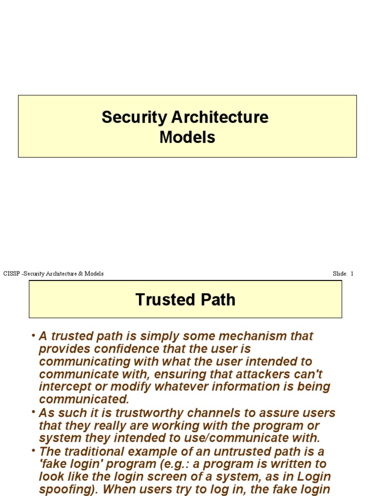CISSP Security Architecture & Models Slide 1 PDF Classified