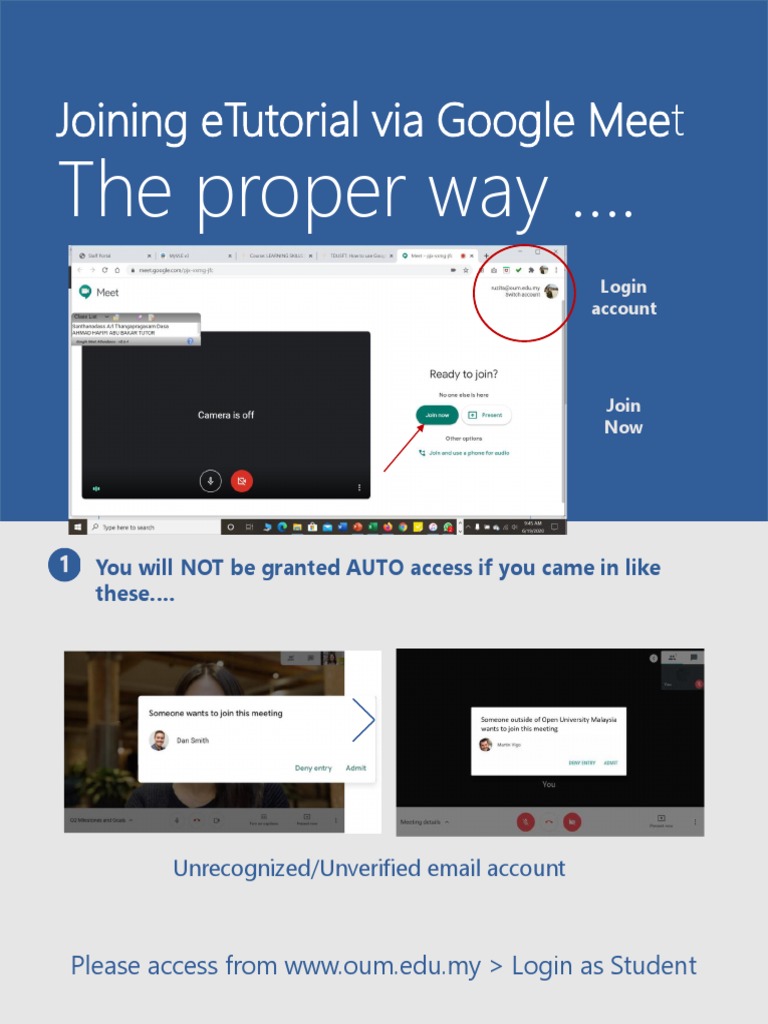 Join eTutorial on Google Meet Guide | PDF