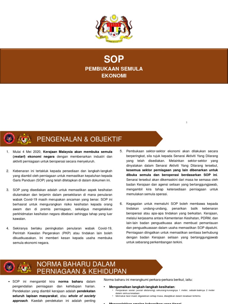 1 Pengenalan Sop Pembukaan Semula Ekonomi Mkn Pdf