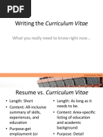 Writing The Curriculum Vitae: What You Really Need To Know Right Now