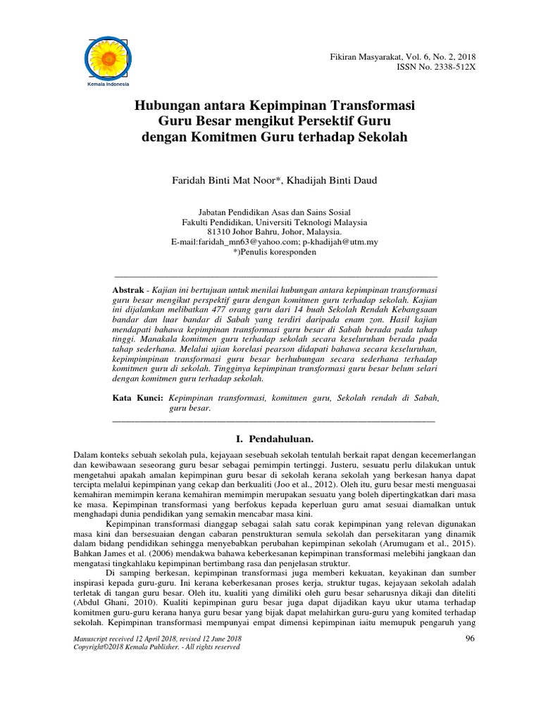 Top Pdf Gaya Kepimpinan Pengetua Dan Kepuasan Kerja Guru Kajian Perbandingan Antara Smka Dengan Smk 123dok Com
