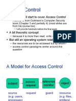 Access Control: Today We Will Start To Cover Access Control
