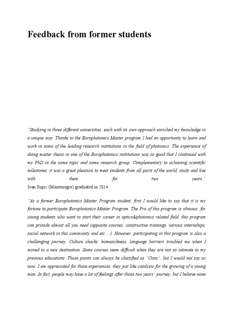 Europhotonics Master Program Insights | PDF | International Student ...