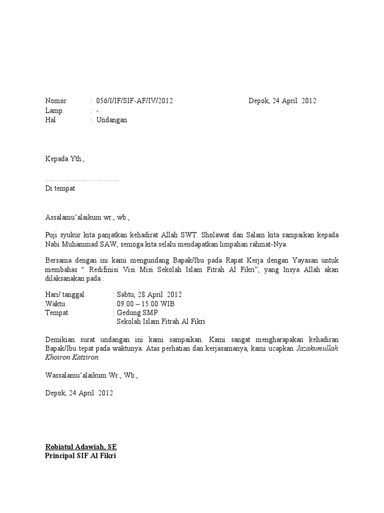 Surat RAKER DENGAN YAYASAN | PDF