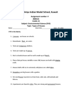 Types of Houses Assignment EVS Class III Salmiya Indian Model School