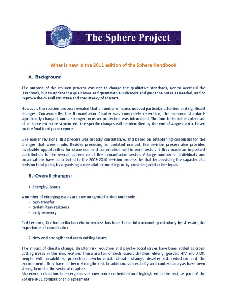 What Is New in The 2011 Edition of The Sphere Handbook Final PDF