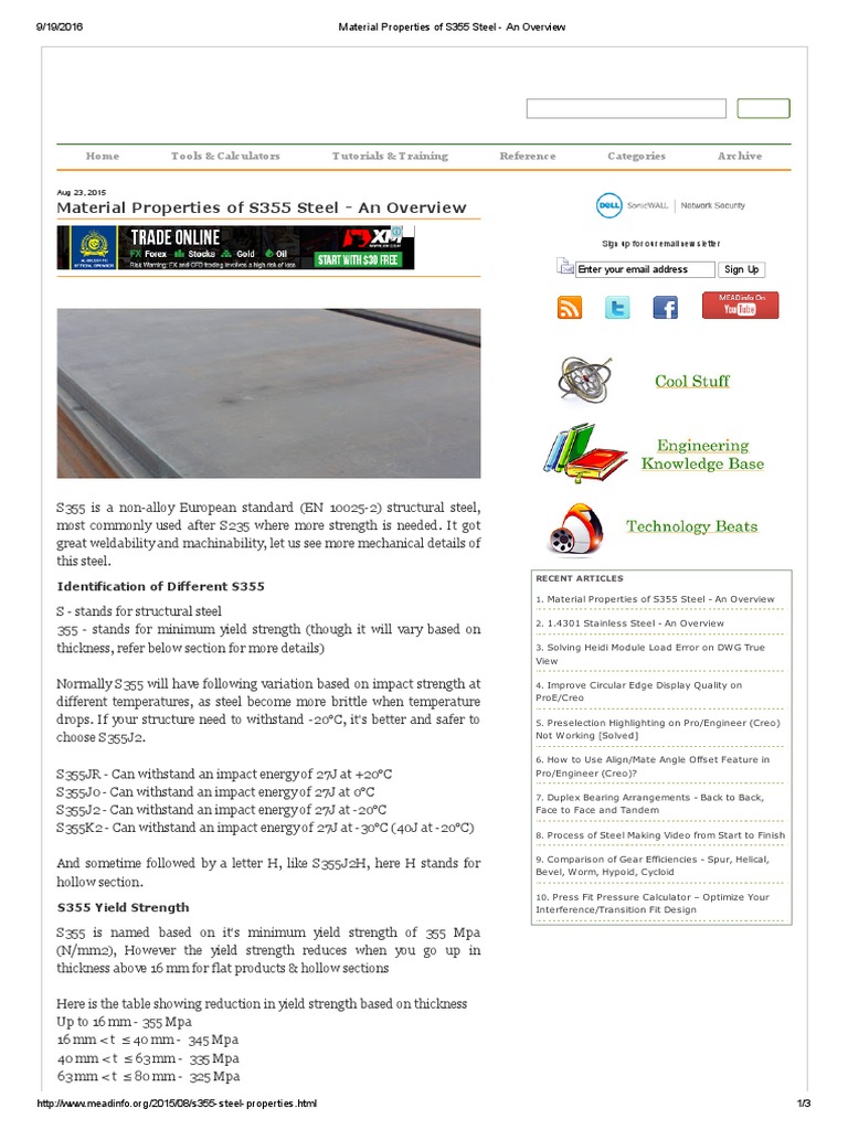 Material Properties of S355 Steel - An Overview | PDF | Pascal (Unit ...
