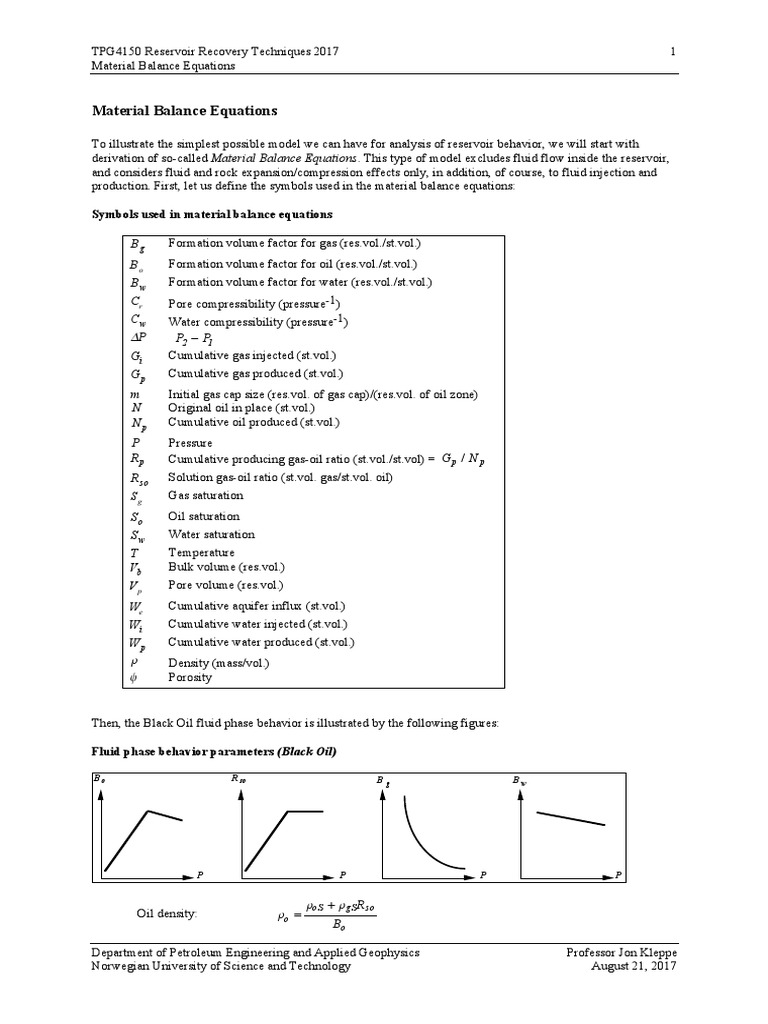 Material Balance in Reservoir Engineering | PDF | Petroleum Reservoir ...