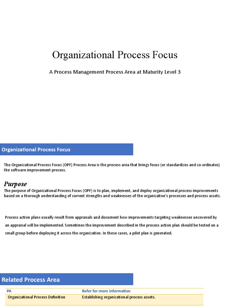 Organizational Process Focus: A Process Management Process Area at ...