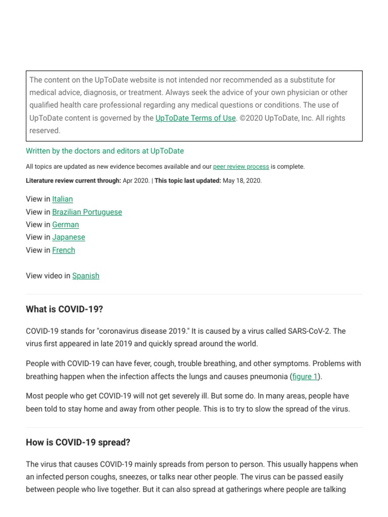Patient Education - Coronavirus Disease 2019 (COVID-19) Overview (The ...