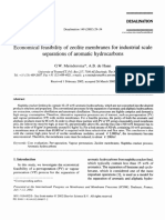 Economical Feasibility of Zeolite Membranes For Industrial Scale Separations of Aromatic Hydrocarbons