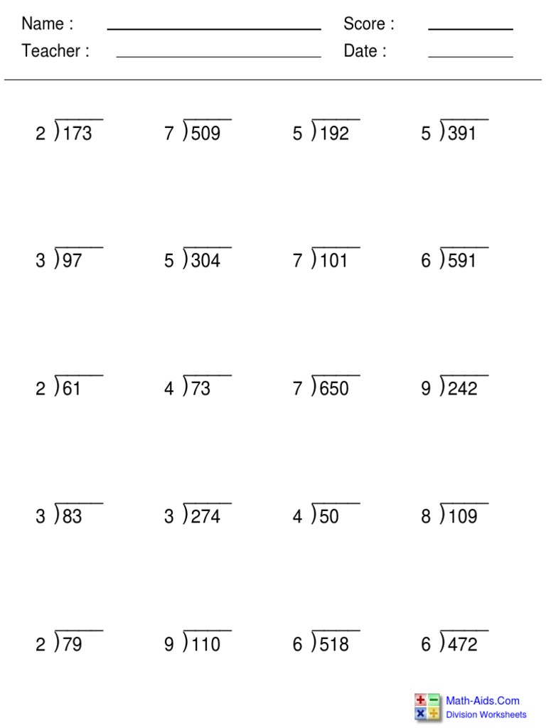 Division Problems With Remainders | PDF | Computers