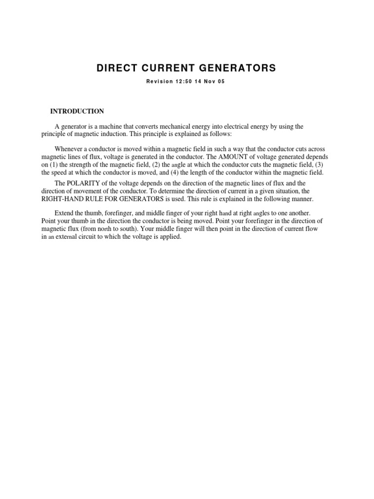 Direct Current Generators Explained | PDF | Electric Generator | Inductor