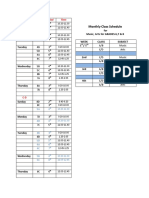 Monthly Class Schedule: A-B Grade Period Time