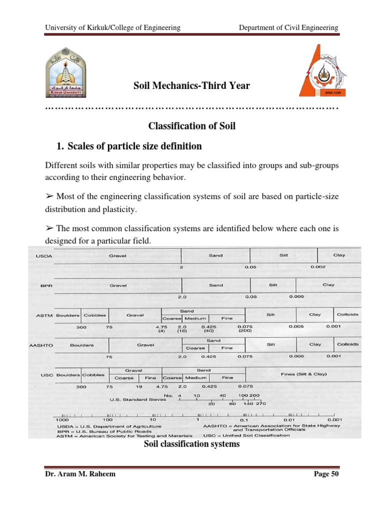 Soil Mechanics-Third Year . Classification of Soil 1. Scales of ...