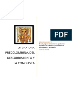 Literatura Precolombina, Del Descubrimiento y La Conquista