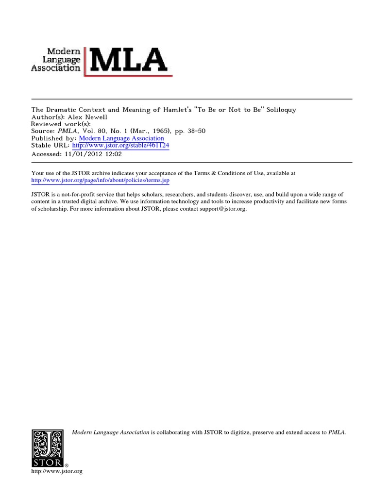 To Be or Not To Be Soliloquy 1 PDF Hamlet Conscience