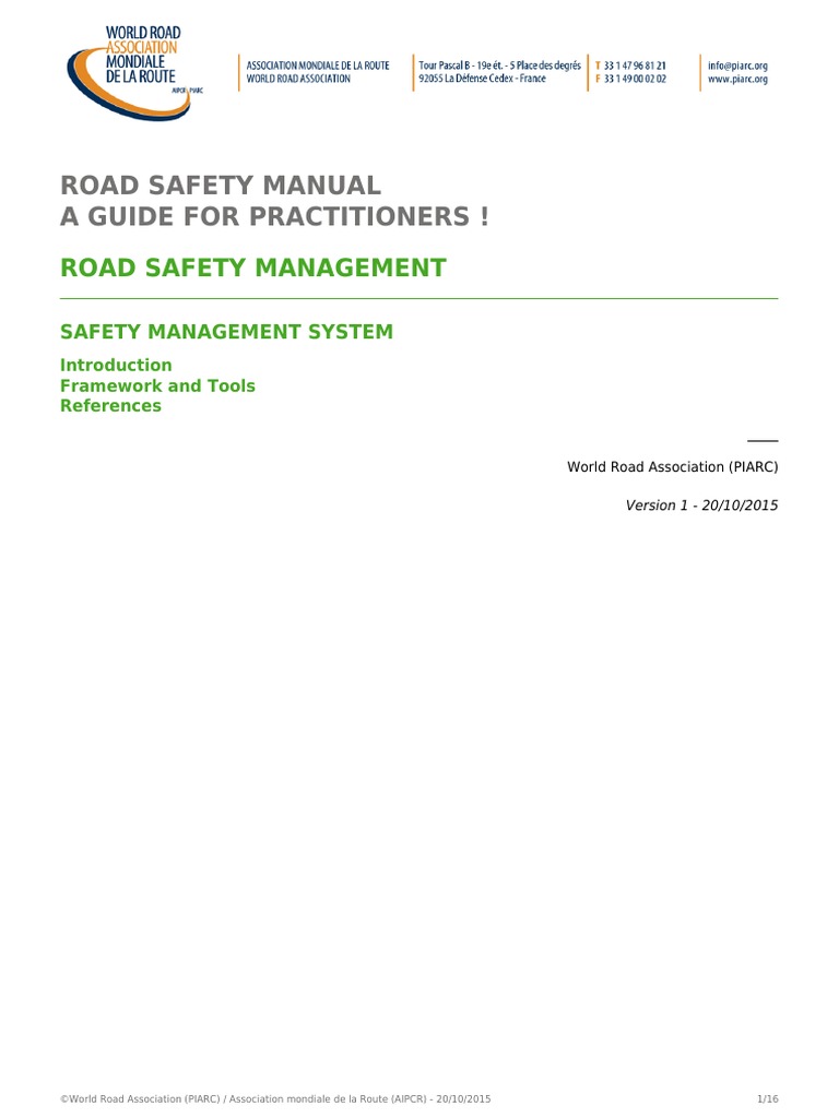 Road Safety Manual A Guide For Practitioners ! | PDF | Road Traffic ...