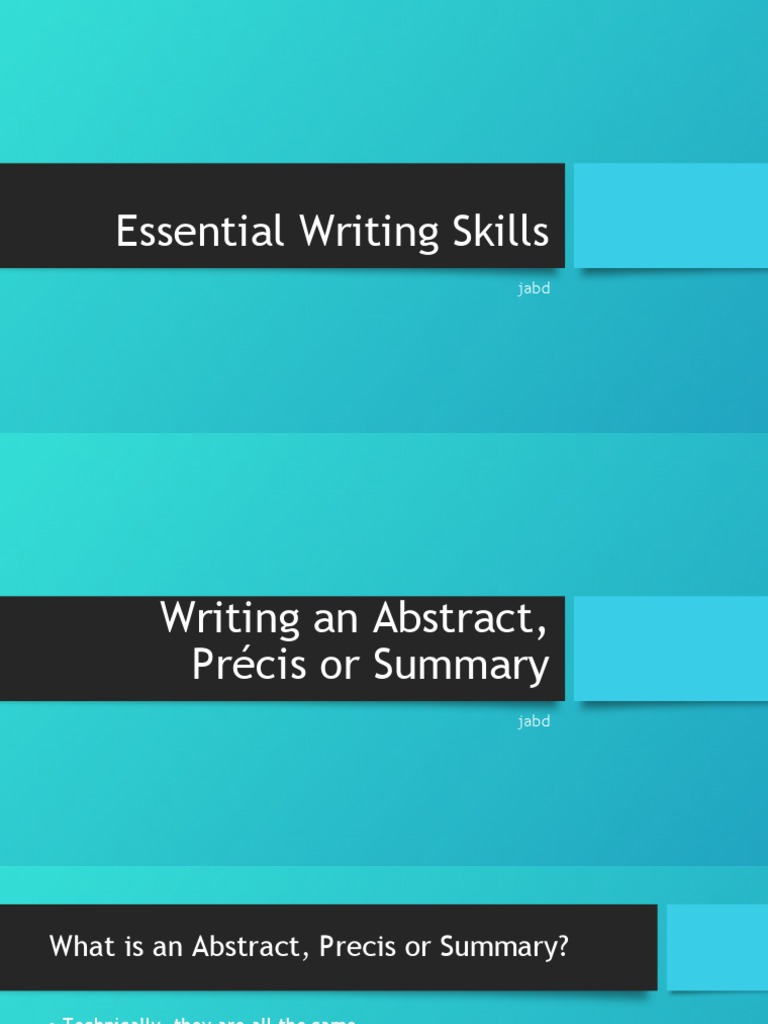 Writing Effective Abstracts and Summaries | PDF