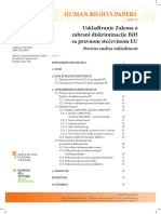 Usklađivanje Zakona o Zabrani Diskriminacije BiH Sa Pravnom Stečevinom EU Stručna Analiza Usklađenosti