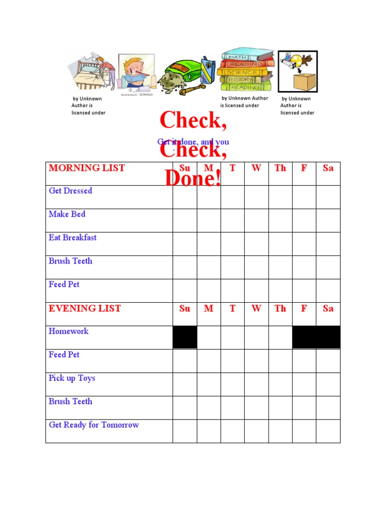 Check, Check, Done!: Morning List Su M T W TH F Sa | PDF
