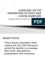 Guidelines On The Preparation of Pivot Idea Lesson Exemplars