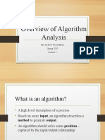 Overview of Algorithm Analysis: Ms. Andleeb Yousaf Khan Spring 2020