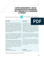 Asociacion Conocimiento Uso Metodos Anticonceptivos Estudiantes Enfermeria Medicina Universidad El Bosque