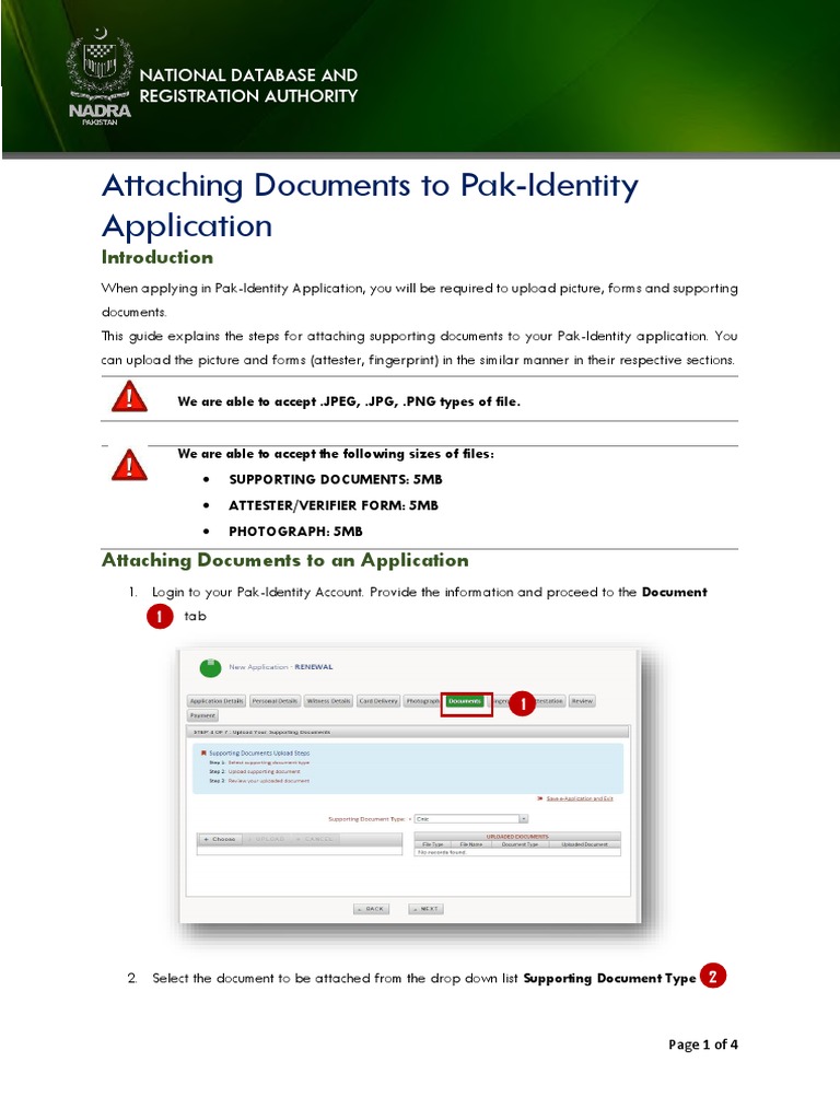 Attach Documents Pak-Identity Application | PDF