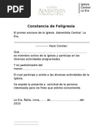 Modelo de Solicitud de Exoneracion Del Curso de Religion 