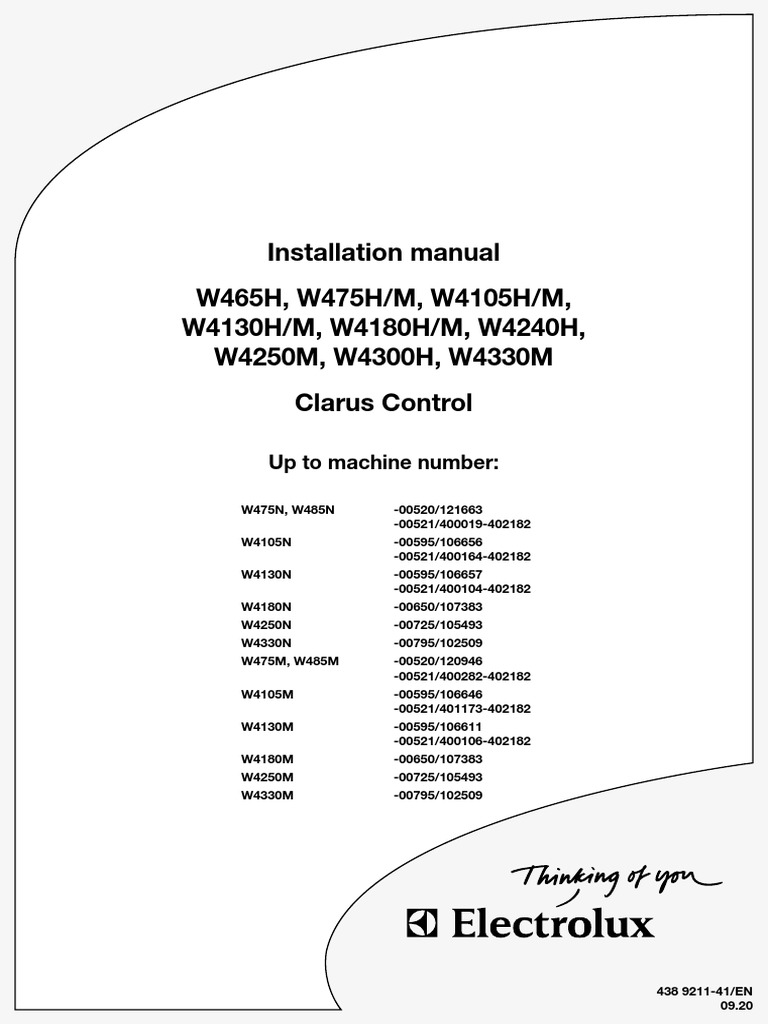 Electrolux Installation Manual Overview | PDF | Washing Machine | Water ...