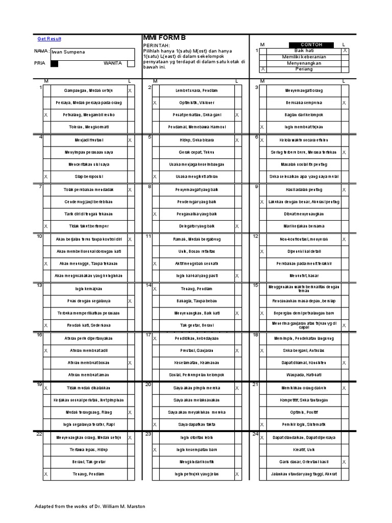 Contoh Hasil Tes DISC dan Soal | PDF