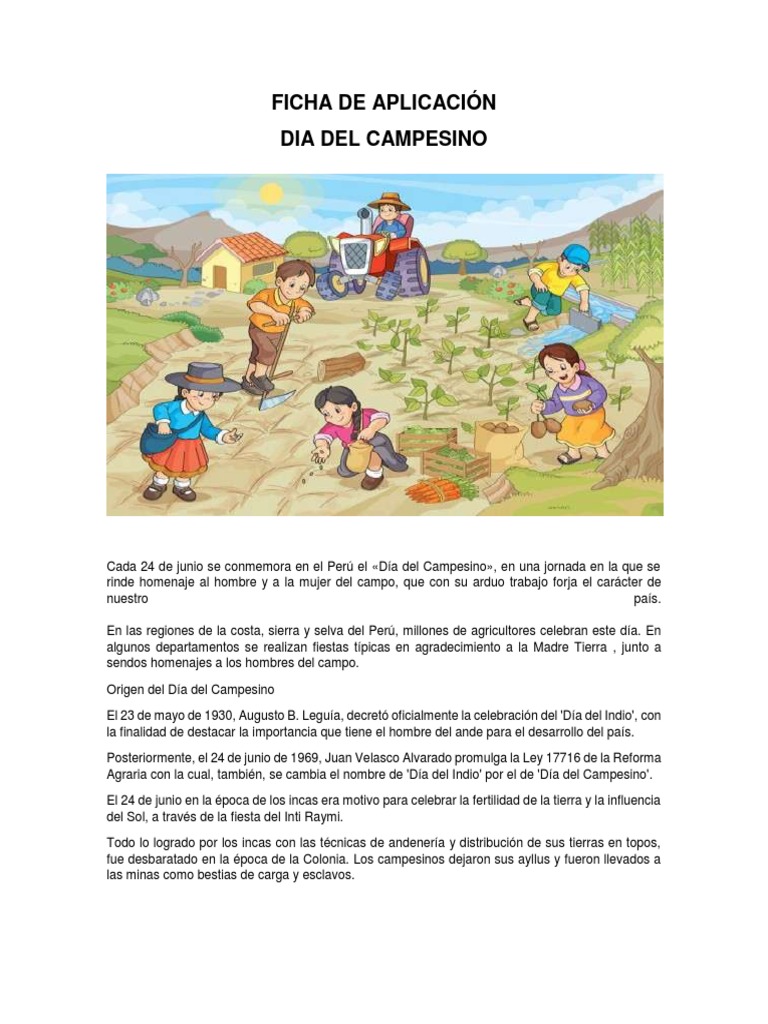 Ficha de Aplicación Dia Del Campesino | PDF | Imperio Inca | Perú
