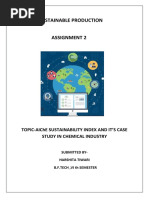 Sustainable Production: Topic-Aiche Sustainability Index and It'S Case Study in Chemical Industry