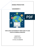 Sustainable Production: Topic-Aiche Sustainability Index and It'S Case Study in Chemical Industry