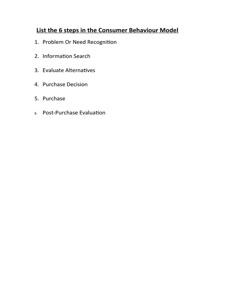 6 Steps in Consumer Behavior Model | PDF