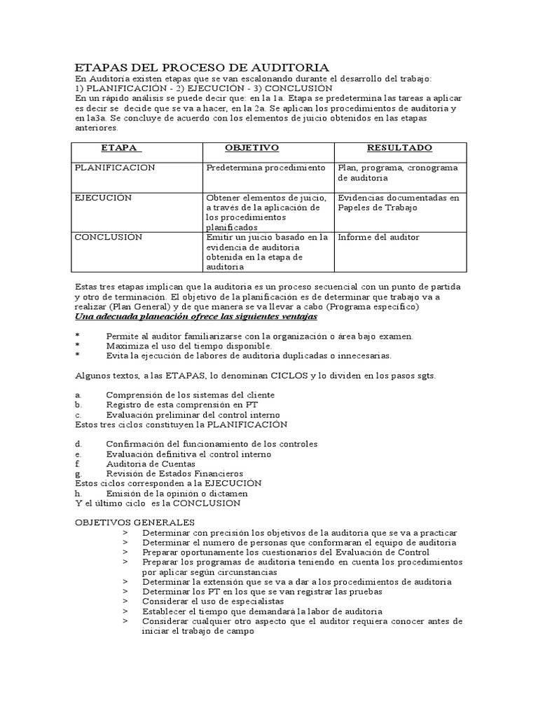 Fases del Proceso de Auditoría | PDF | Auditoría | Planificación