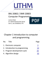 Introduction To Computer and Programming