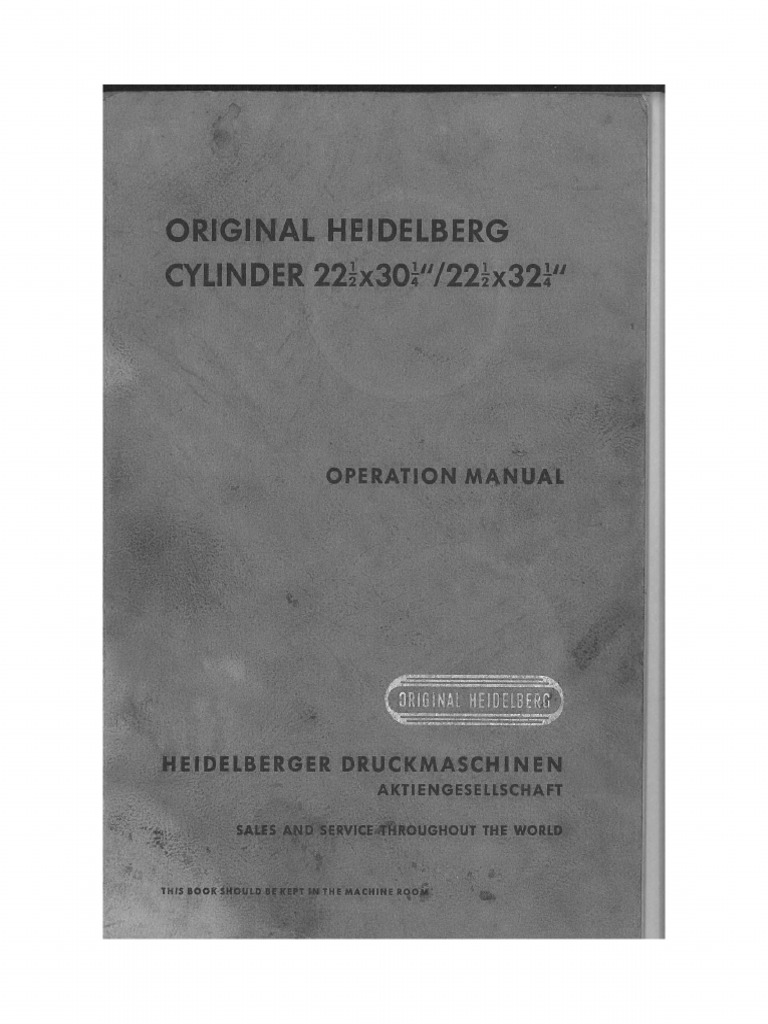 Heidelberg Cylinder Operation Manual PDF | PDF