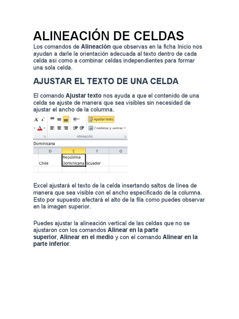 Ødelæggelse Fremkald Acquiesce Alineación de Celdas | PDF