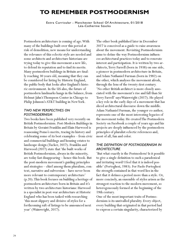 Reviving British Postmodern Architecture | PDF | Postmodernism | Modernism