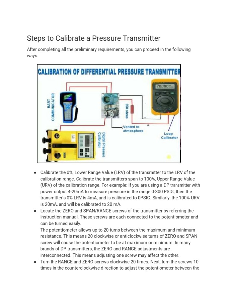 DP Transmitter Calibration PDF Calibration Pressure Measurement