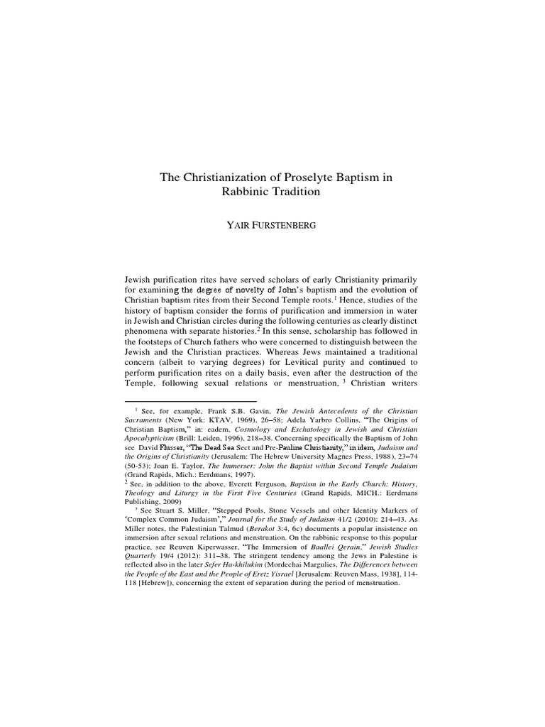 Christian Influence on Proselyte Baptism | PDF | Talmud | Judaism