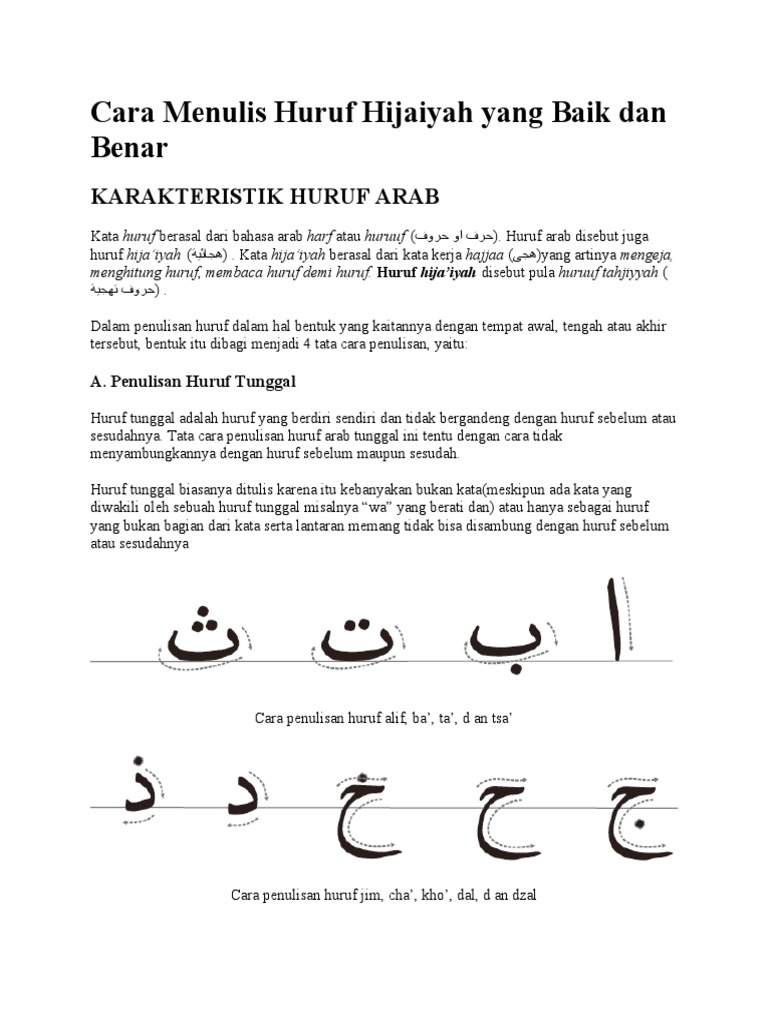 Cara Menulis Huruf Hijaiyah Yang Baik Dan Benar