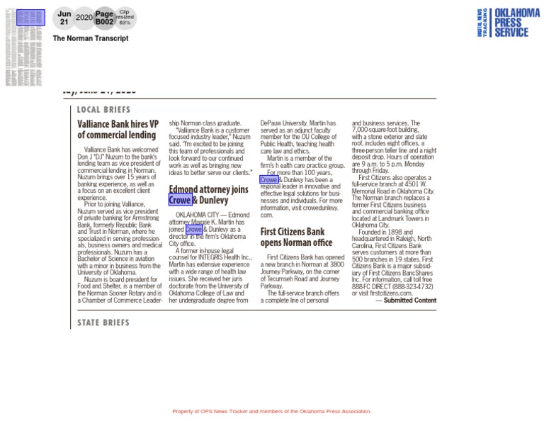 Norman Transcript 6-21-20 | PDF | University Of Oklahoma | Financial ...