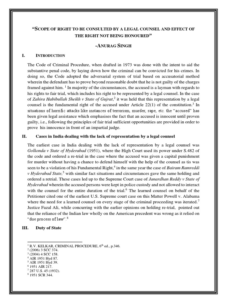 Right to Counsel in Criminal Cases PDF Strickland V. Washington Powell V. Alabama