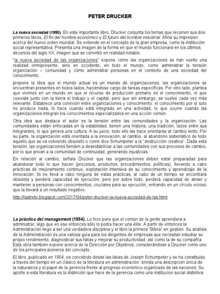 La práctica del management de Drucker | PDF | Innovación | Capitalismo