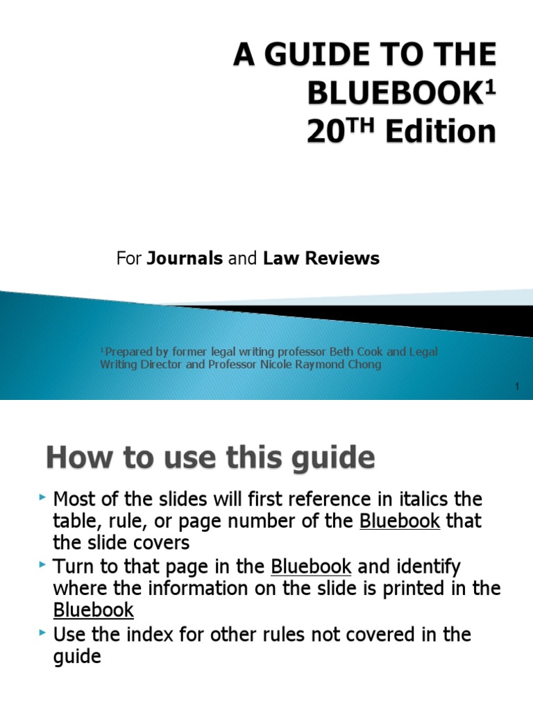 Bluebook Guide PDF Case Citation United States Code