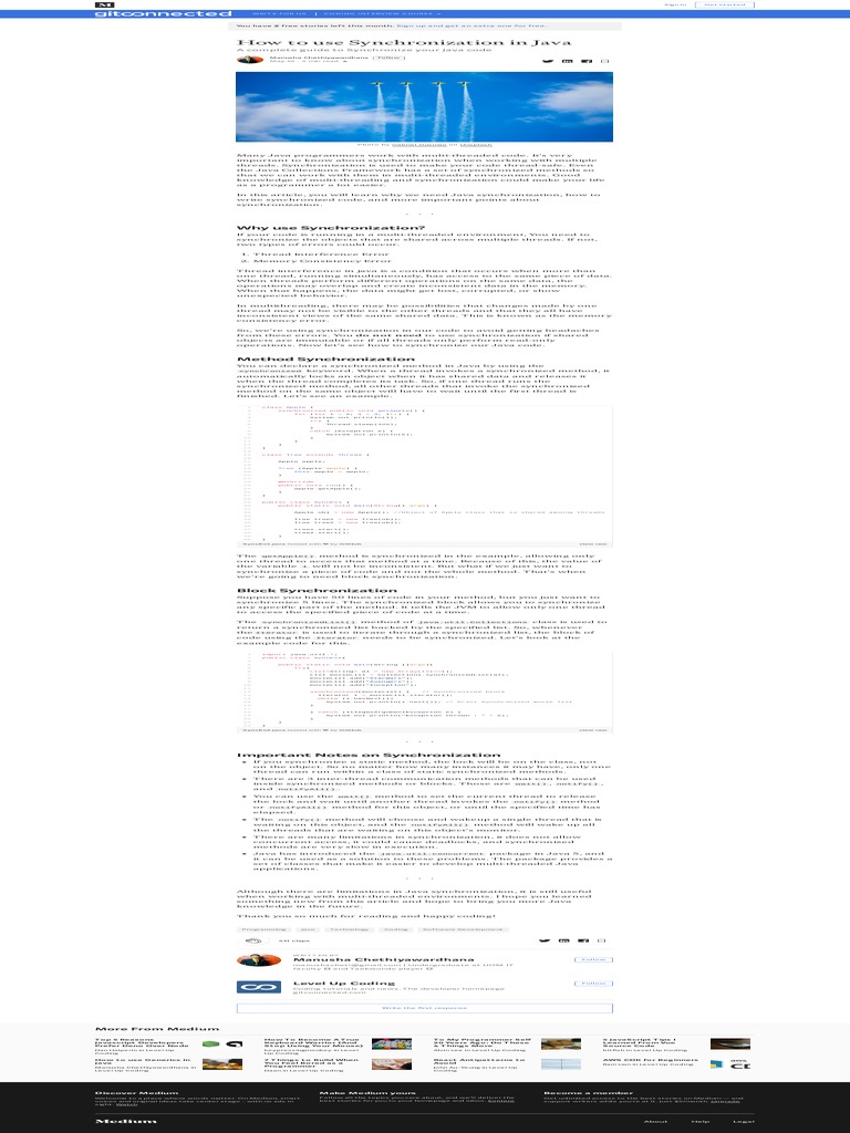 How To Use Synchronization in Java PDF | PDF | Method (Computer ...