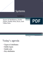 Database Systems: Types of Attributes, Entity Types, Entity Sets, Keys, and Value Sets